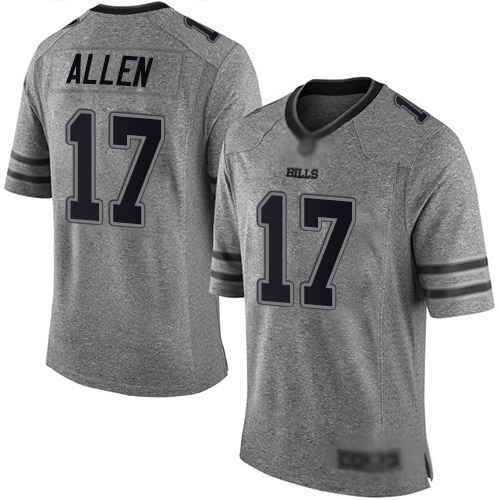 Men Buffalo Bills #17 Josh Allen Limited Gray Gridiron NFL Jersey